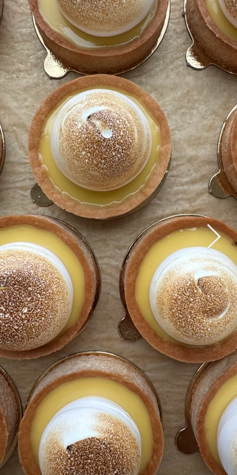 Patisserie detail with seasonal botanicals